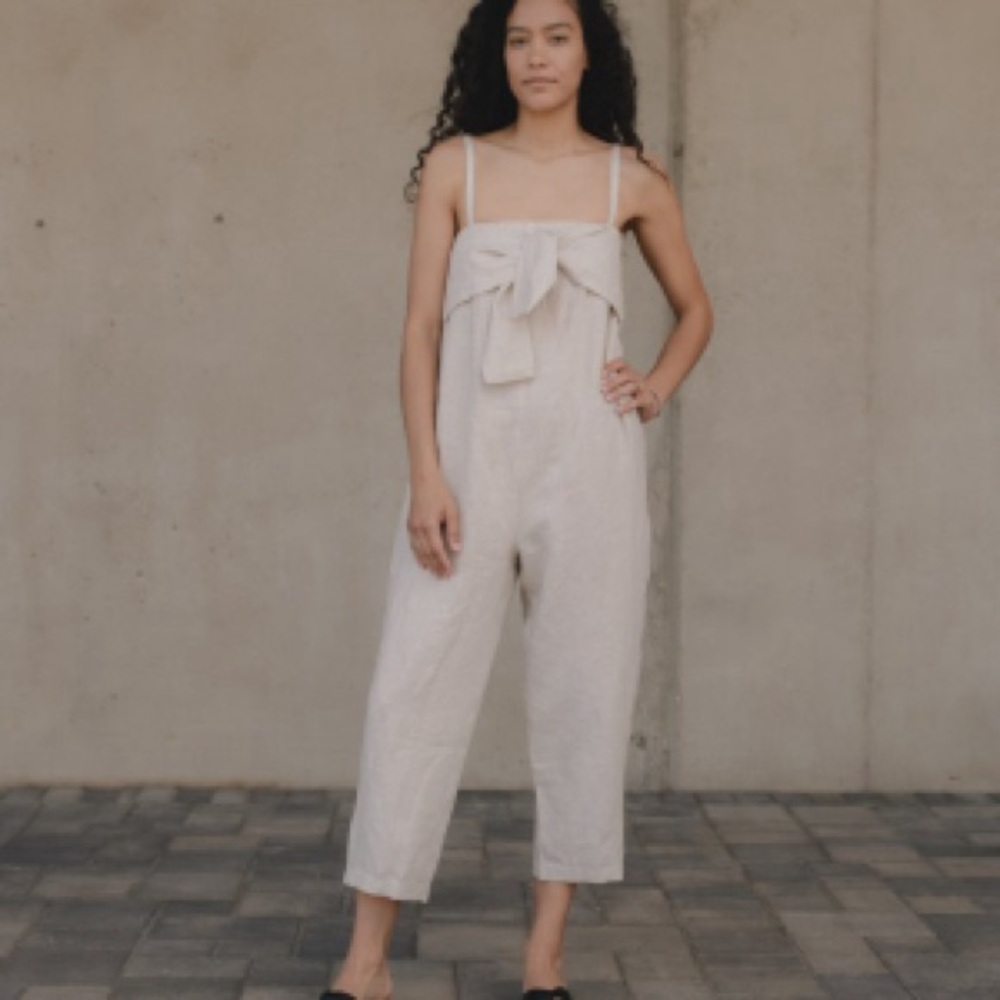 Ozma Layne Jumpsuit Linen Oatmeal Jumper Small